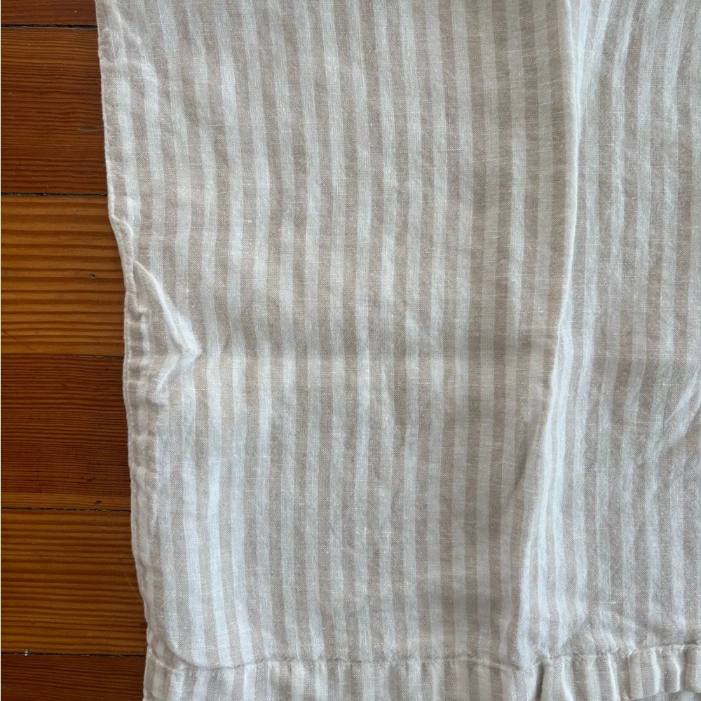West Elm Cream and Tan Striped Linen pillow Cases - Set of 2